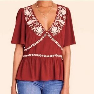 Knox Rose Embroidered Top Sz L